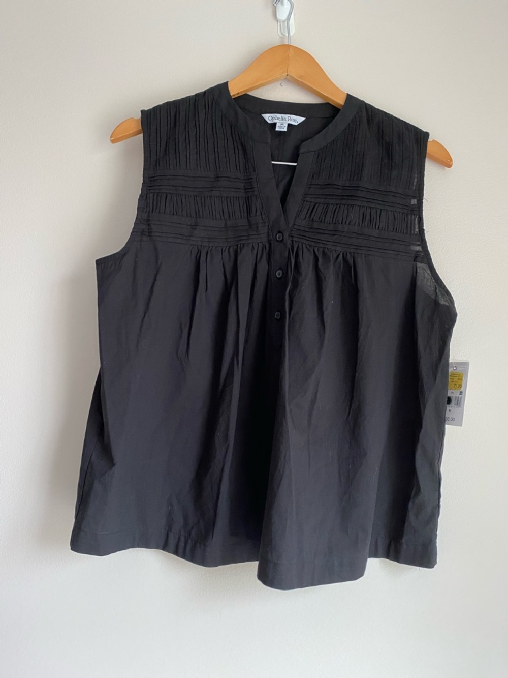 Ophelia Roe black cotton tank top medium NEW
